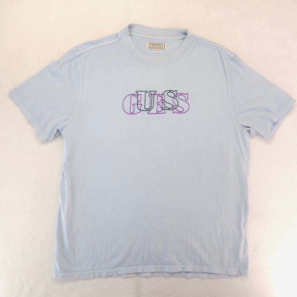 Guess Casual Graphic Short Sleeve Crew Neck T Shirt Mens Size Medium M Blue - Picture 2 of 10
